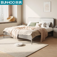 双虎（SUNHOO）现代简约板式床1.5m卧室储物床23105透气铺板床1.8米+23302A床垫