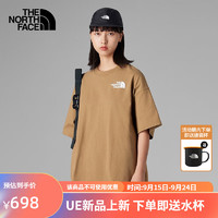 北面（The North Face）UE先锋系列设计女重磅绣标纯棉五分袖T恤83PN 173/棕色 L/165