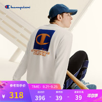 Champion男女同款休闲舒适胶印草写logo套头圆领卫衣男女同款 白色 S