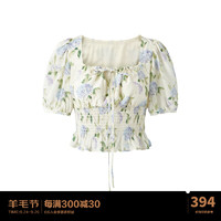 太平鸟太平鸟女装夏季花卉收腰上衣A1CDD2G02 彩色纹样 S