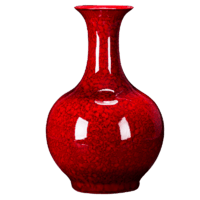 欢畅 景德镇陶瓷花瓶插花新中式客厅电视柜装饰瓷器摆件中国红色赏瓶