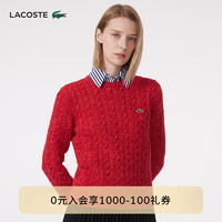LACOSTE法国鳄鱼女装红色时尚潮流套头针织毛衫AF0633 QIF/红色 40/L/170
