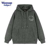 WASSUP 潮牌圆领卫衣男女同款2023秋季美式重磅宽松长袖T恤外套备