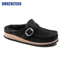 BIRKENSTOCK女款毛毛鞋牛皮绒面革包头拖鞋Buckley系列 黑色窄版1018126 37