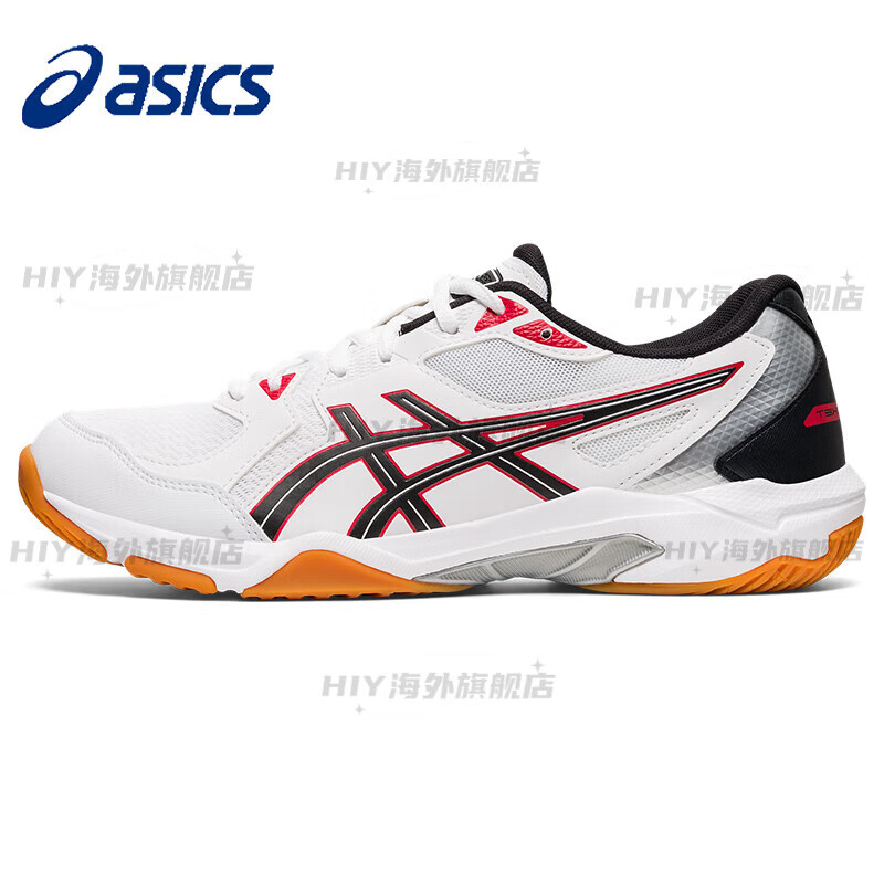 亚瑟士（asics）羽毛球鞋男季GEL-ROCKET10排球鞋运动鞋 (男款)白色_红色-108 40.5
