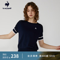 乐卡克 法国公鸡夏季柔软亲肤织T恤女子运动透气短袖CBT-0351221 藏青 M