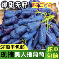 愉果（yuguo）新鲜蓝宝石金手指葡萄 无籽葡萄 新鲜水果礼盒 5斤装