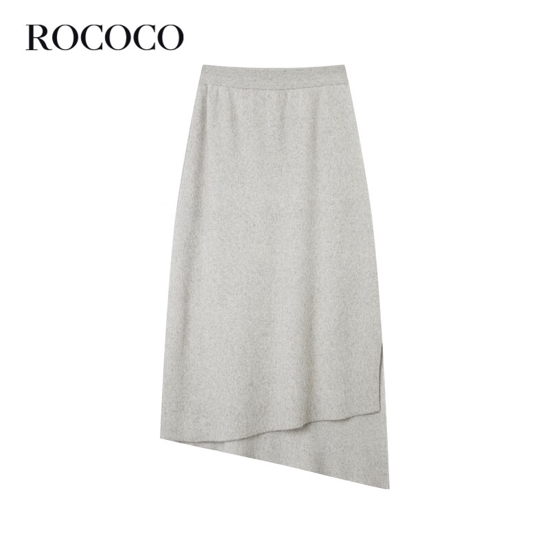 洛可可（ROCOCO）小黑裙显瘦冬季针织半身裙女2023纯色侧开叉法式气质裙子 白色 M