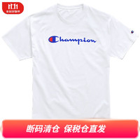 冠军（Champion）经典T恤 男女款短袖 男款宽版 男装上衣  偏大码 WHITE 白色（保税仓发货） L(72-84kg)