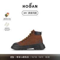 HOGAN【龚俊同款】冬H619系列靴子百搭短靴时装靴 棕黑色 拍小半码 39