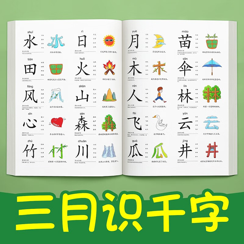 幼儿学前识字1500字幼儿园大班启蒙象形看图认字书教材3-6岁早教启蒙 象形识字书【1500字】