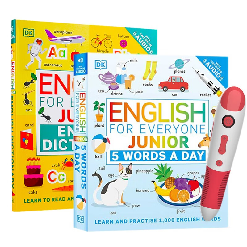 英文原版点读版 DK新视觉＆DK人人学英语2册+阅加点读笔，点读书工具书插图儿童图解词典