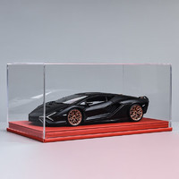 比美高兰博基尼车模合金汽车模型闪电跑车玩具收藏摆件 闪电-黑+中国红透明展示盒