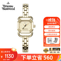 Vivienne Westwood 西太后女士手表石英表小方表复古简约金色欧美腕表 金色