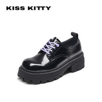 Kiss Kitty KISSKITTY女鞋厚底小皮鞋新款松糕学院风乐福系带鞋大头粗跟单鞋