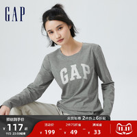 Gap女装秋季2023LOGO轻薄纯棉长袖T恤755802运动休闲上衣