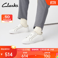 Clarks 其乐 女鞋2023洛可斯系列春休闲易穿脱平底小白鞋女 白色/银色 261699354 37