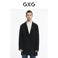 GXG男装【生活系列】21年冬季商场同款重塑系列黑色长款大衣轻商务 黑色 165/S