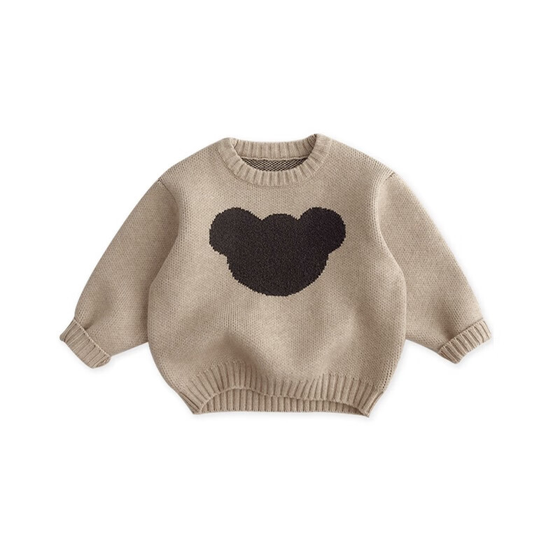 棉花堂 cottontown）棉花堂儿童小熊毛衣秋男童女童上衣宝宝毛衣坎肩 浅咖 100/56