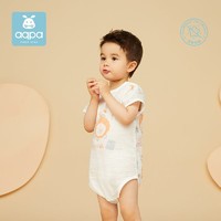 aqpa 兒童短袖包屁衣夏季新品寶寶紗布連體衣薄款嬰兒三角爬服透氣