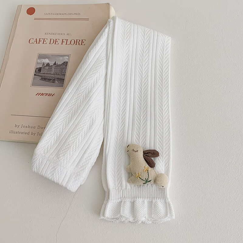 瑄妮薇 秋季新款女童打底裤棉荷叶边兔子毛毛球儿童九分裤宝宝