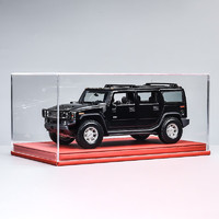 美驰图1：18悍马H2仿真合金汽车模型仿真合金车摆件 悍马H2-黑+中国红透明展示盒