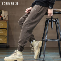 PLUS会员：FOREVER 21 休闲裤男2023秋季裤子男士工装裤男裤小脚束脚裤 咖啡 L码