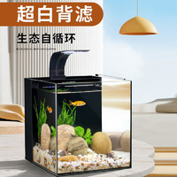yee 意牌 一体式超白玻璃背滤桌面鱼缸造景全套家用客厅小型生态龟缸