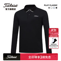 Titleist泰特利斯高尔夫服装男士长袖T恤PLAY CLASSIC男装翻领POLO衫 黑色 M