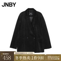 江南布衣（JNBY）冬季西服复古纯棉宽松落肩袖通勤外套中长款宽松5L770169E 001/本黑 M