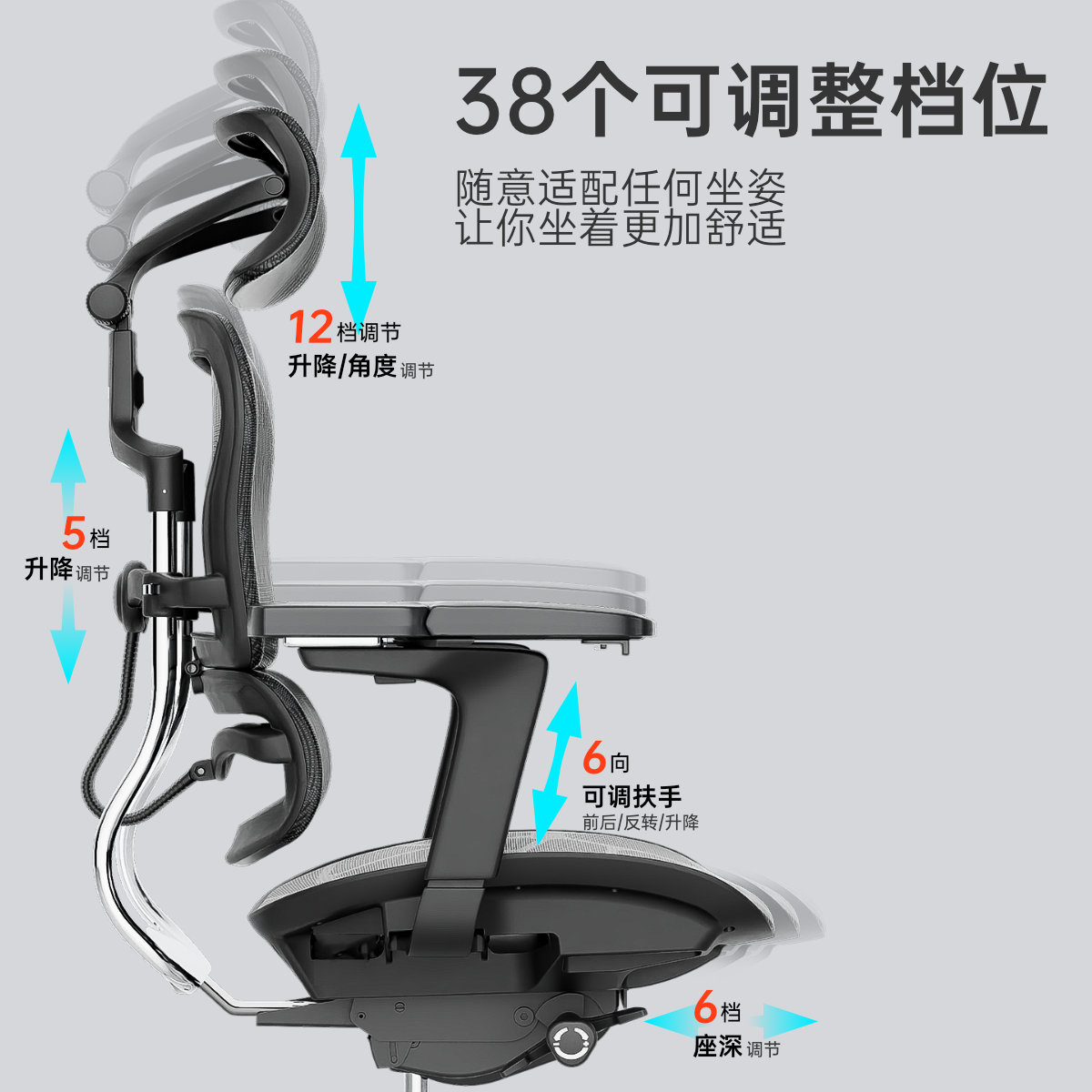 有谱E20pro人体工学椅电脑椅办公椅老板椅舒适久坐家用电竞座椅子