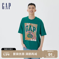 Gap男女装夏季LOGO字母宽松亲肤短袖602943海岛度假T恤