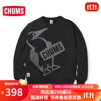 CHUMS洽洽鸟 日系户外秋冬加厚保暖oversize风时尚运动休闲卫衣 圆领/黑色K001 M