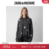 ZADIG&VOLTAIRE飒迪格女装 星星图案休闲连帽羊绒针织衫 020/灰色 M（尺码偏大）