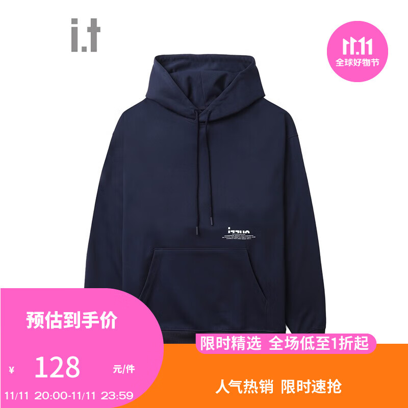 izzue it 款印花连帽卫衣青春活力连帽衫IZSWU08L NYX/藏青色 M