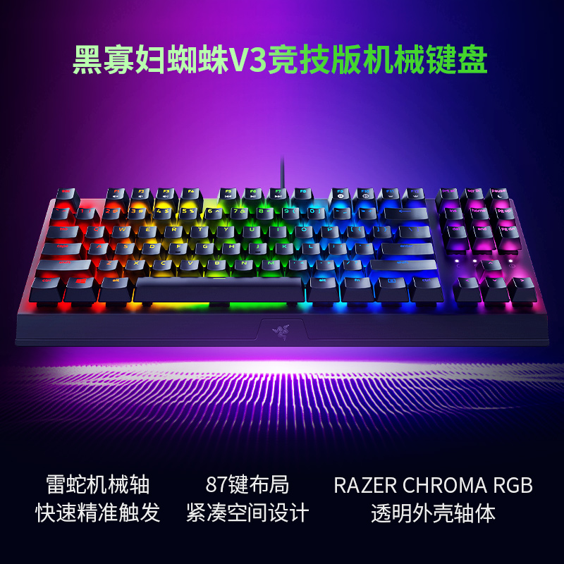 RAZER 雷蛇 黑寡妇V3竞技版机械键盘蝰蛇V2电竞鼠标幻彩RGB游戏套装