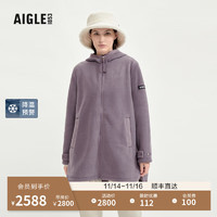AIGLE艾高20女士户外保暖耐穿透汽全拉链抓绒衣外套 烟熏紫 AN203 42(175/96A)