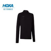 HOKA ONE ONE 男士冬季跑步T恤Cold Weather Layer轻巧修身透气 黑色（尺码偏大） M