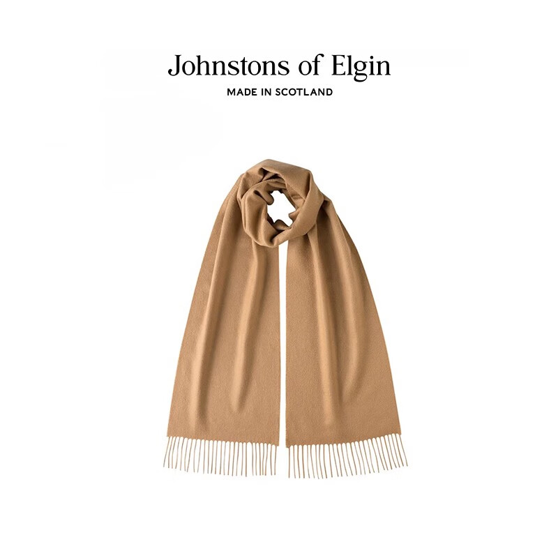 JOHNSTONS OF ELGIN经典款纯羊绒围巾男女款秋冬季百搭纯色温暖 驼色