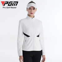 PGM高尔夫服装女士外套秋冬季衣服golf保暖舒适拉链口袋立领外套 YF660-白色 S
