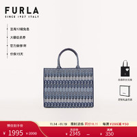 芙拉（FURLA）OPPORTUNITY女士通勤时尚织物大号手提托特包 牛仔蓝色花色