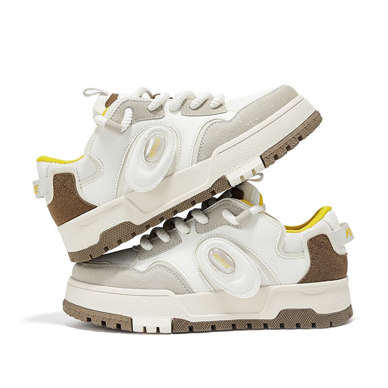 飞跃（Feiyue）板鞋女鞋冬时尚低帮鞋子女士厚底百搭街拍运动休闲鞋女 米/灰/棕 35