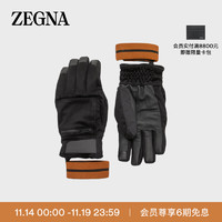杰尼亚（Zegna）黑色 Oasi Cashmere 滑雪手套Z6G09GA6-G69-BK1-S