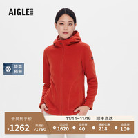 AIGLE艾高秋冬款户外保暖时尚休闲修身全拉链抓绒衣女士上衣外套 漆树红 AX541 42