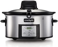 CROCK-POT Crockpot 自动搅拌功能慢炖锅 | 带可编程控制元件 | 5.7升(5-6人) | 带自动搅拌机 | 不锈钢 [CSC012X]