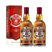 芝华士（Chivas Regal）12年 苏格兰调和型威士忌  英国洋酒 700ml*2瓶装