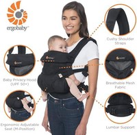 ergobaby 360 度嬰兒背帶，帶腰部支撐，優質棉，適合12-45 磅（約5.45kg-20.43kgkg），Pure Black