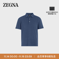 杰尼亚（Zegna）经典款工装蓝 12milmil12 羊毛短袖 Polo 衫E7369-A791-B06-54