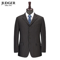 JUDGER 庄吉 宽松羊毛西服男 商务正装条纹上班西装 中年男装外套 棕色条纹 99.1%羊毛 170/92A套西上衣