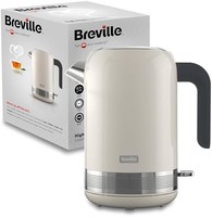 Breville 铂富 高光泽电热水壶，1.7 升，3kW 快煮，奶油色，塑料 [VKT153]